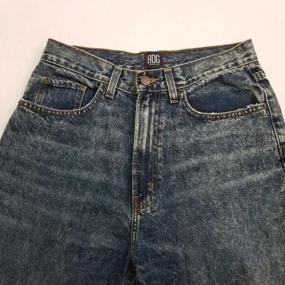 Urban Outfitters BDG Jeans Womens 29 Blue High Rise Baggy Skater Acid Distressed - Picture 3 of 12